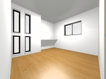 完成予想図(内観):Ｆ棟　洋室①
１階の洋室には造り付けのカウンター♪部屋を無駄なく広く使えます。