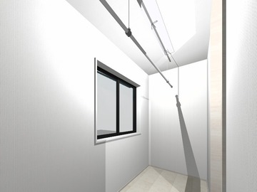 完成予想図(内観):C棟　洗面所横のランドリールーム。
雨の日でも洗濯に困りません。