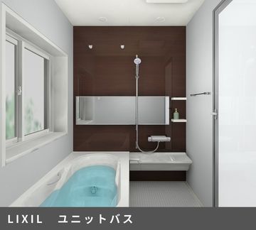 施工例:【設備仕様:LIXILユニットバス】大人でもゆったり使える1616サイズの浴室です。ダブル保温構造でお湯の冷めにくいサーモバスに超節水のエコアクアシャワーを採用。